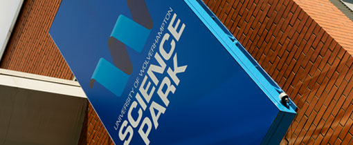 University of Wolverhampton Science Park logo displayed on a building