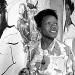 Photograph of artist Claudette Johnson taken during the first BLK Art Convention at Wolverhampton School of Art