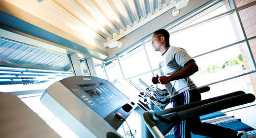 A man running on a treadmill