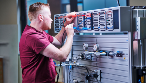 Male student with wires.