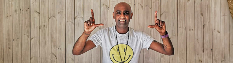 Manoj Koeri in yoga pose