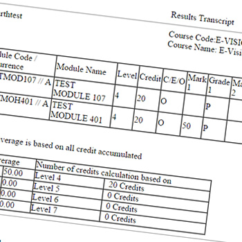 Graphic of a study record transcript