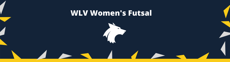 Graphic for WLV Womens Futsal, featuring a stylised wolf and various shapes