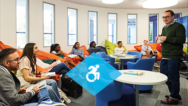 Students getting information from a lecturer