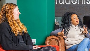 Students having a discussion in the student's union